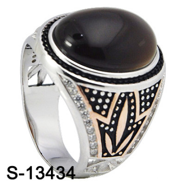 New Arrival Fashion Jewelry Natural Agate Silver Men Ring (S-13434)